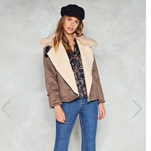 BRAND NEW Nasty Gal fur line coat